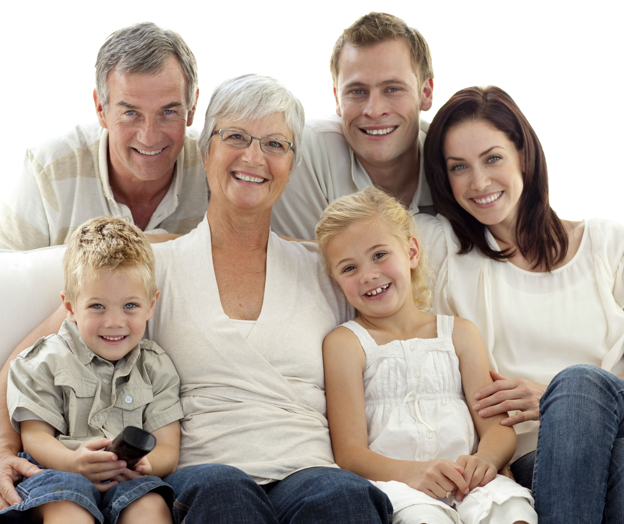 big family smiling and posing